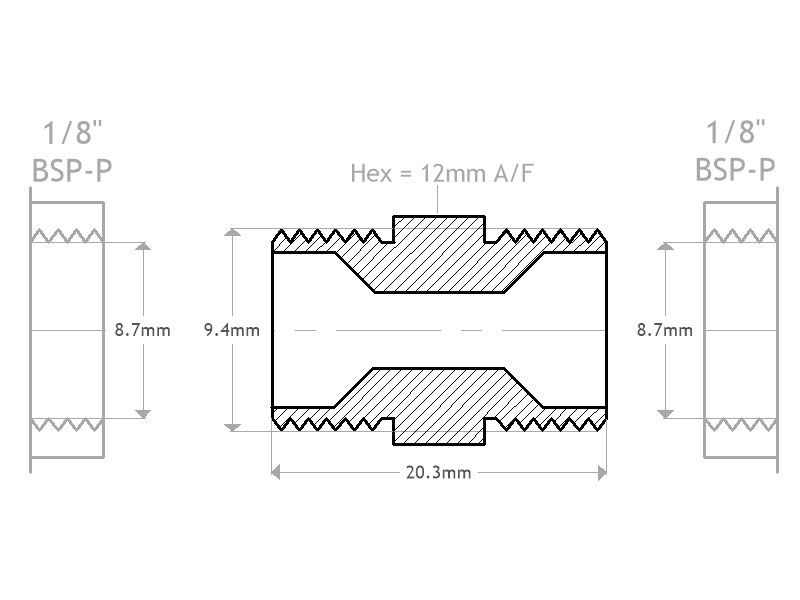 Coupler Male to Male 1/8'