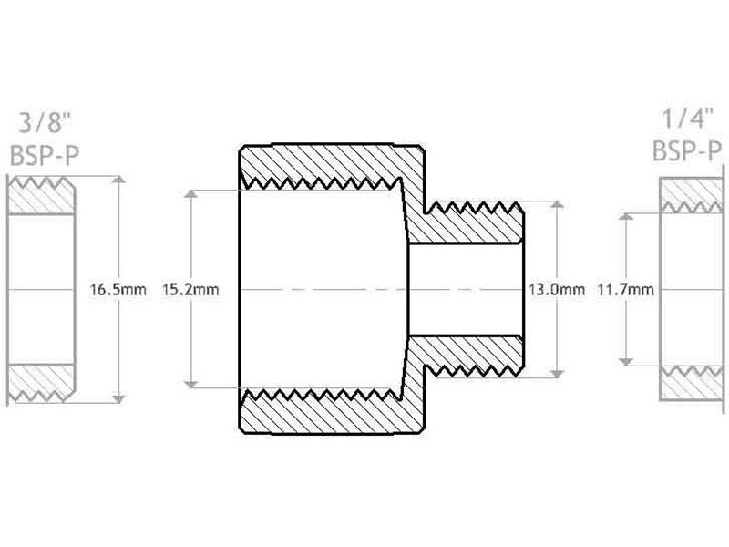 Reducer 3/8' Female to 1/4' Male