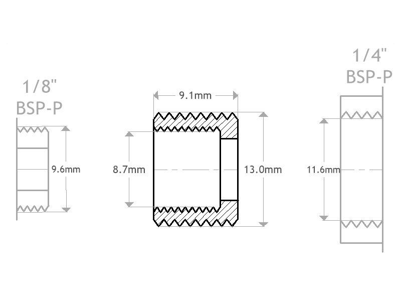 Reducer Insert 1/4' Male to 1/8' Female