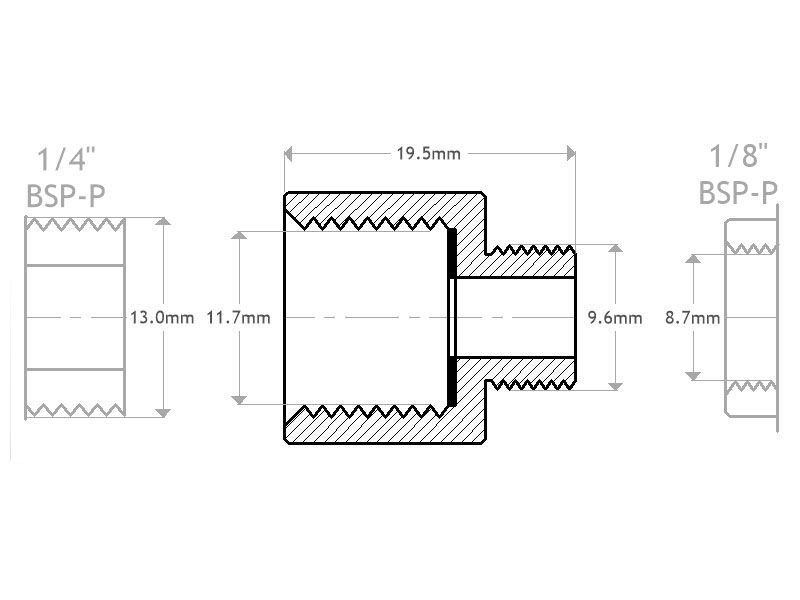 Reducer 1/4' Female to 1/8' Male