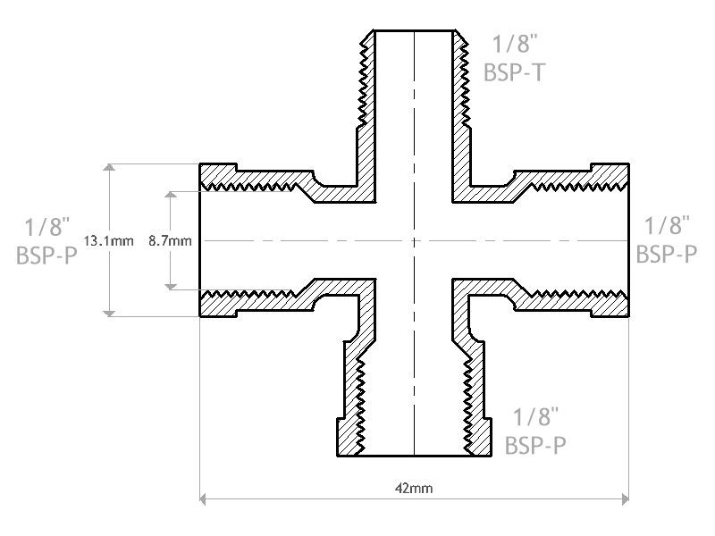 Cross Threaded Adaptor 1/8'