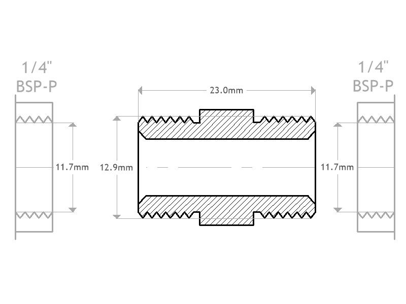 Coupler Male to Male 1/4'