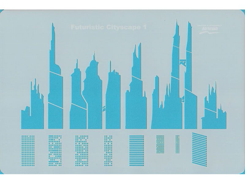 Futuristic Cityscape Airbrush Stencil Set